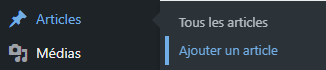 Menu WordPress — Ajouter un article