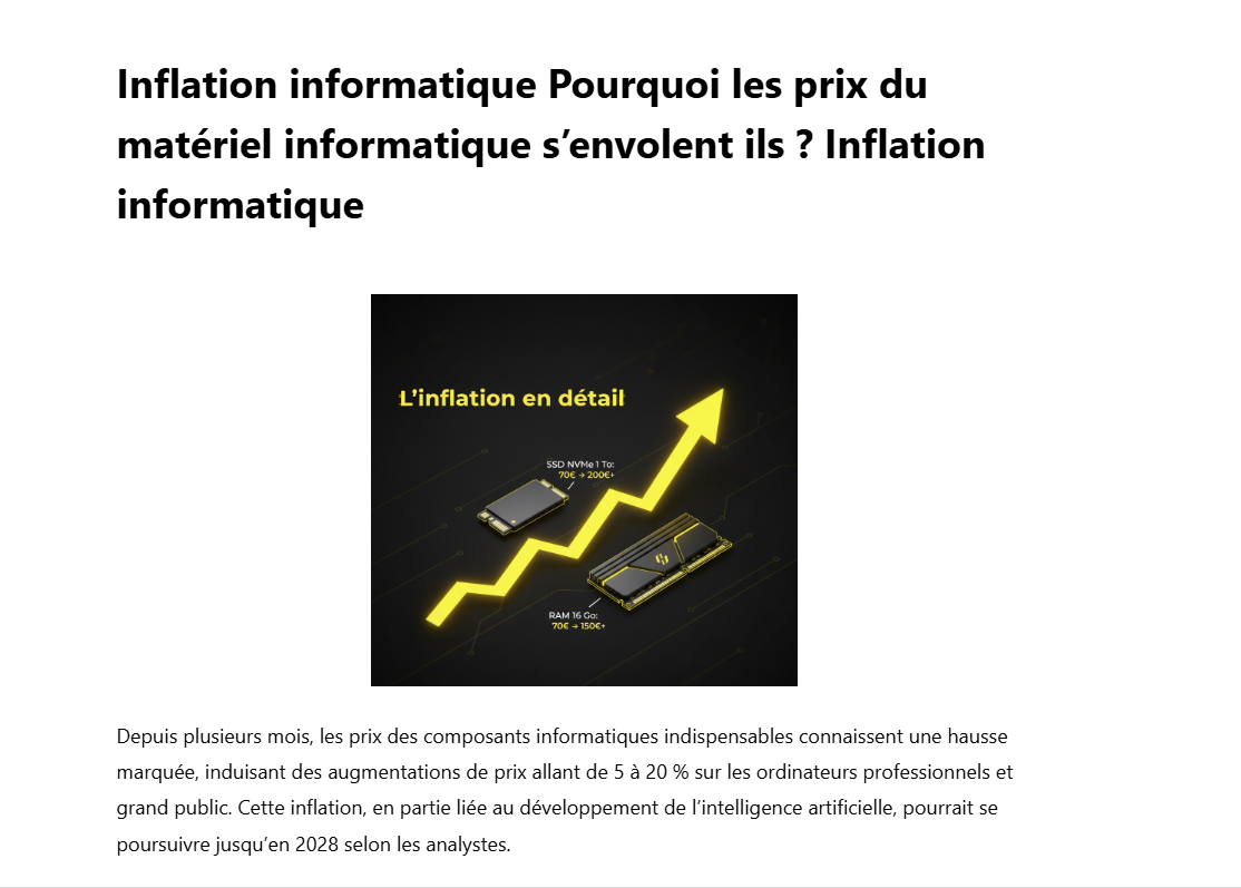 Éditeur WordPress — contenu de l'article
