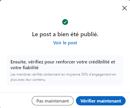 Confirmation publication LinkedIn