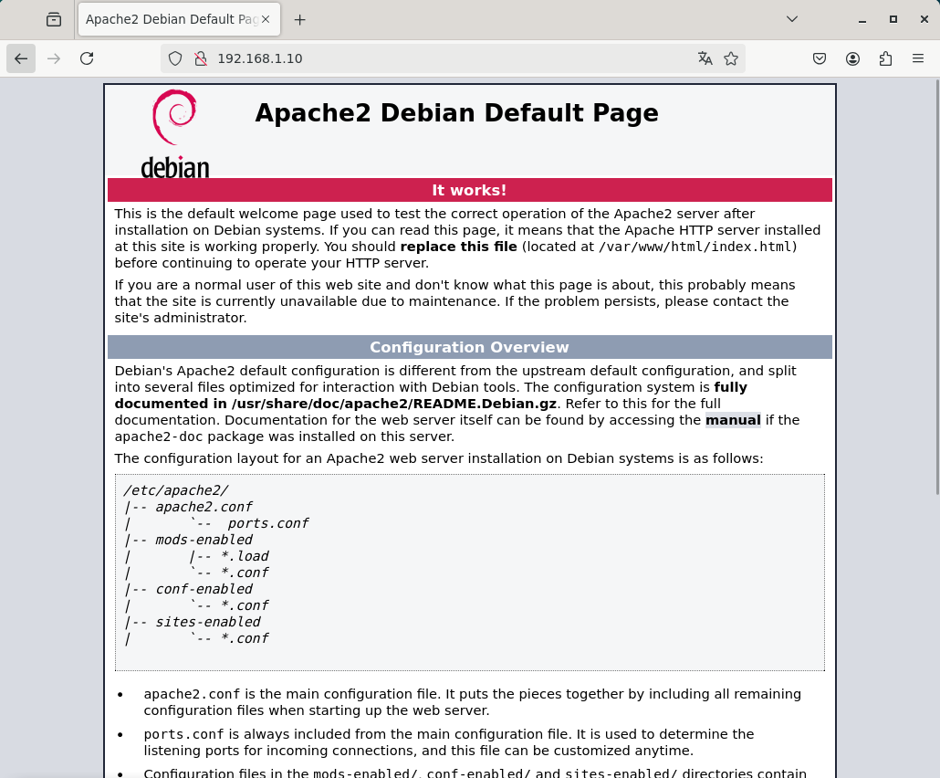 Capture d'ecran Apache HTTP